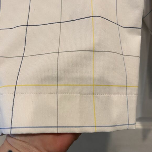 Nike Dri-Fit Golf Long Knee Shorts Stretch Windowpane Plaid Multi White 8 - Picture 2 of 8